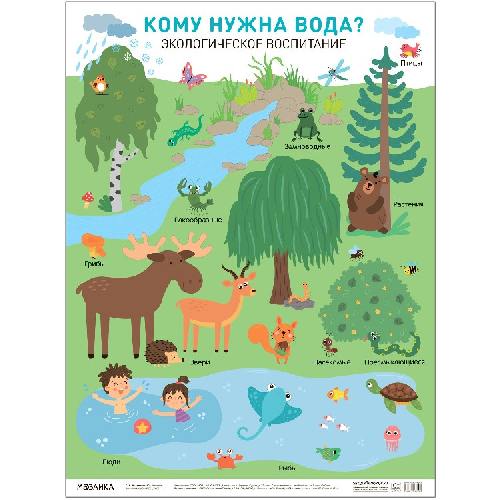 Экологическое воспитание в детском саду. Плакат. Кому нужна вода. (ФГОС) /Николаева.